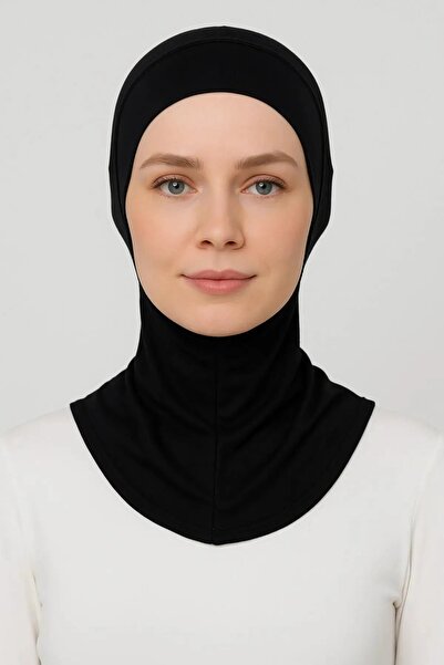 MyReal Kadın Tesettür Pratik Boyunluklu Ninja Bone Siyah Sporcu Bone