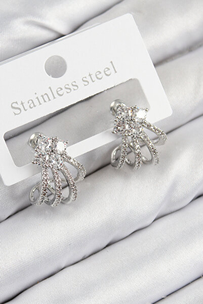 Skygo Brass Zircon Stone Model Silver Color Women's Earrings - Tj-Bkp11107