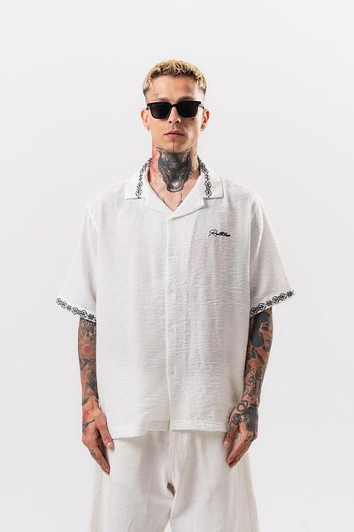 Respire Men's Ruthless Embroidered Oversize Shirt White