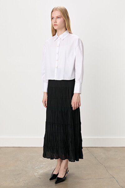 Nihan Büyük Beden Beli Lastikli Viskon Çingene Etek Siyah