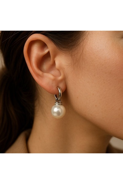 petit bijou Kadın Gümüş Inci Küpe,İncili Küpe,İnci Sallantılı Küpe,taşlı Küpe,