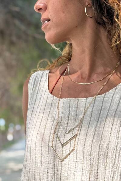 Güneşkızı Geometric Pattern Necklace. Color Gold