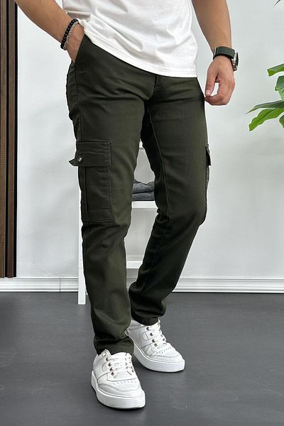 Edwox Men's Side Pocket Cargo Pants Green Edw400