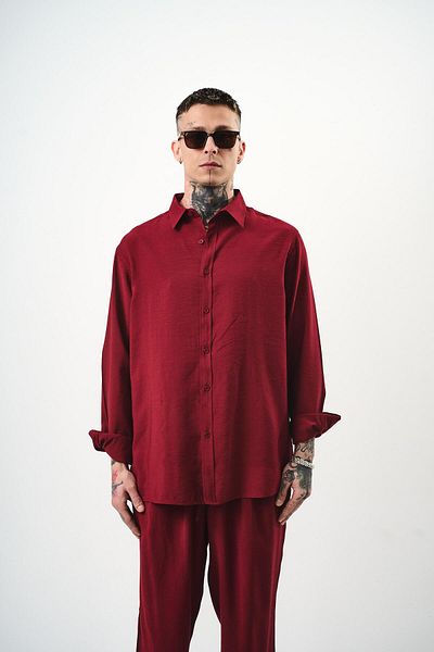 Respire Men's Modal Oversize Shirt Claret Red