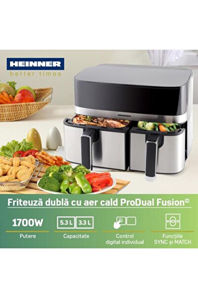 Heinner Friteuza cu aer cald ProDual Fusion HAF-H9DB17BKS