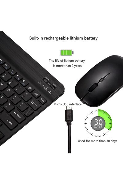 Generic Ultra-Slim Bluetooth Keyboard and Mouse Combo, Rechargeable Portable Wireless Keyboard Mouse Set Com