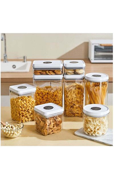 COOYA 7 Pcs Food Containers Set,POP UP Design,4 different size,Effortless to Clean,BPA-Free Tranparent