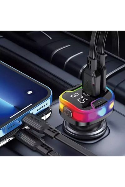 REDz Accessories Car FM Modulator with Bluetooth 5.3, Ambient LED, Fast 3.1A, MP3 Playback, USB & TF