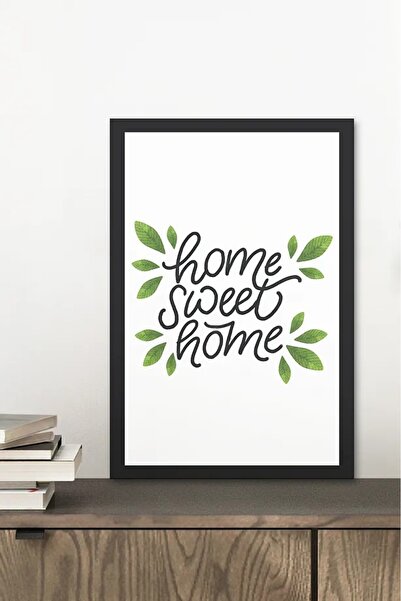 AR AJANS KANVAS TABLO Home Sweet Home Written Frame Look Design Mdf Table