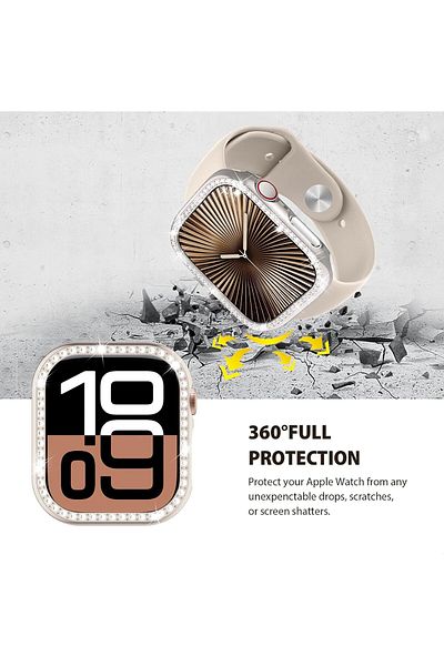 REDz Accessories Crystal Case for Apple Watch Series 10, Bumper Protection, Rhinestones, Starlight - 46mm Series 10