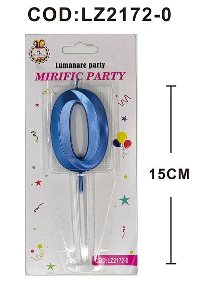 SDX Market Cake candle, number 0, Neon Blue, 15 cm