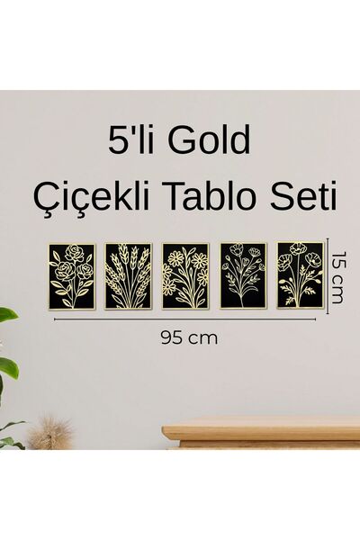 HippoDeco Σετ 5 Χρυσά Γράμματα από Πλεξιγκλάς Μαύρο Ξύλινο Διακοσμητικό Πίνακ...