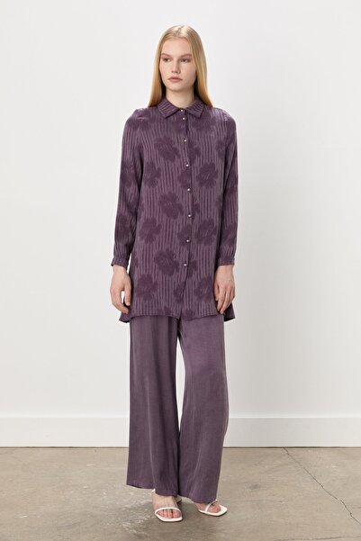 Nihan Premium Cupra Pantolon Tunik Takım Mürdüm