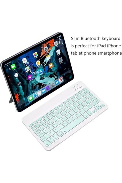 Shopi Ultra-Slim Bluetooth Keyboard Portable Mini Wireless Keyboard Rechargeable Compatible for Apple iPad