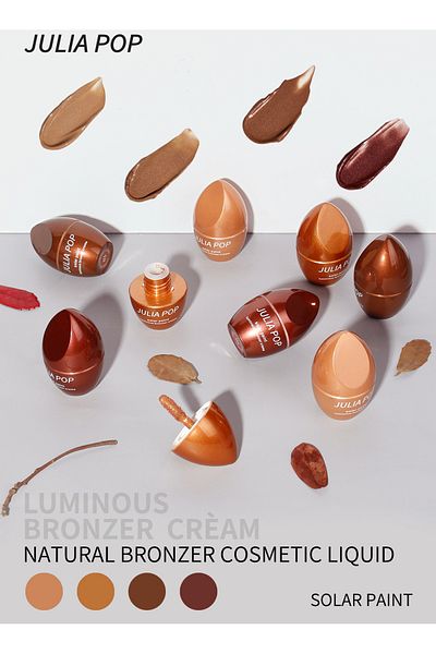 JULIA POP Face Contour Cream, Natural Matte Waterproof Luminous Bronzer Cream, Face Contour Illuminator Makeup