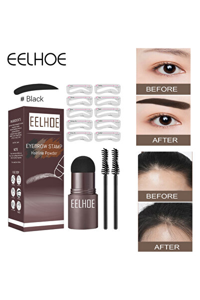 EELHOE Eyebrow Stamp Stencil and Brush Kit, Hairline Powder with 10 Eyebrow Stencils & 2 Eyebrow Brushes