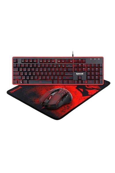 REDRAGON Kit Mouse, Keyboard and MousePad S107, USB, 3200 DPI (Black/Red)