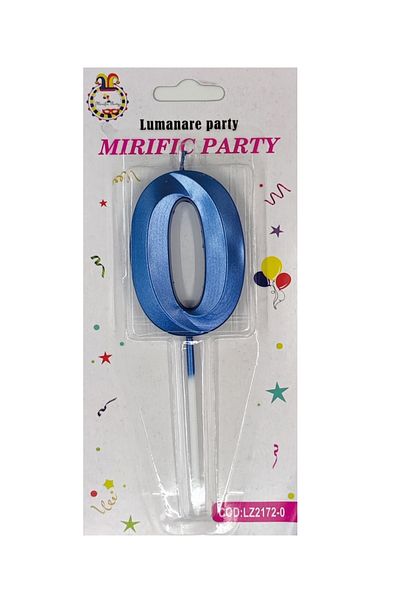 SDX Market Cake candle, number 0, Neon Blue, 15 cm