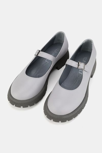TUNAELLİ Women's Gray Khaki Natural Leather Mary Jane Shoes with Buckle Strap Size 36-41