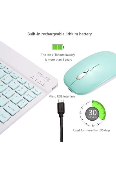Generic مجموعة لوحة مفاتيح وماوس بلوتوث لاسلكية قابلة لإعادة الشحن محمولة فائقة النحافة