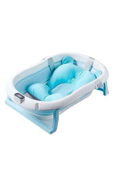 COOYA Baby Bathtub,Foldable with Temperature Sensingand and Cushion Pad,Water Plug Non-Slip,for Newborn