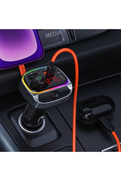 REDz Accessories Διαμορφωτής Bluetooth αυτοκινήτου KSC1066, Πομπός FM, Γρήγορος PD 20W + QC 18W, USB, Έγχρωμο LED