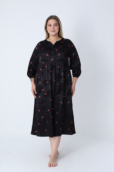 Juliet Deluxe Women's Plus Size Jacquard Satin Cotton Viscose Fabric Patterned Dress 35066