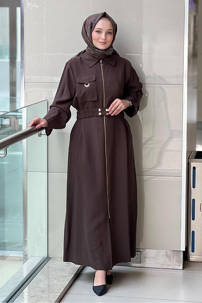 Nuss Zippered Dress with Pocket Detail and Belted Waist