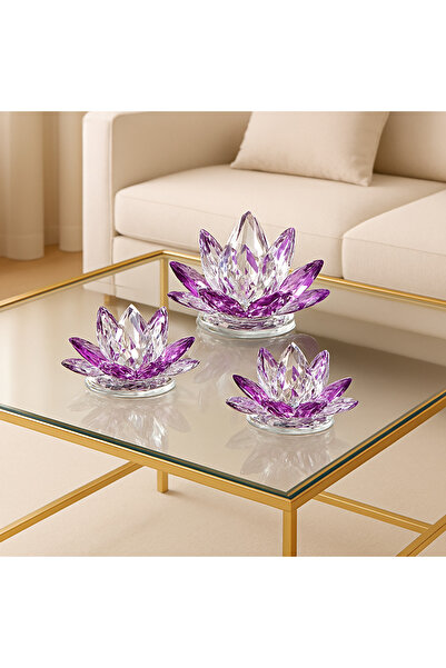 ECASATAL Set de 3 Nufăr Din cristal de Culoarea Violet