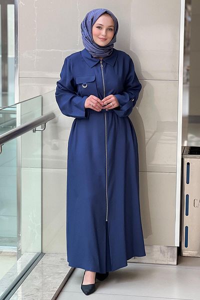 Nuss Zippered Dress with Pocket Detail and Belted Waist
