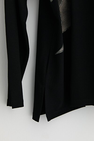 Nihan Büyük Beden Penye Bluz Siyah