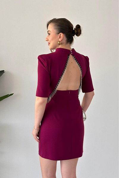 MaziButik Back Chain Crepe Dress Plum