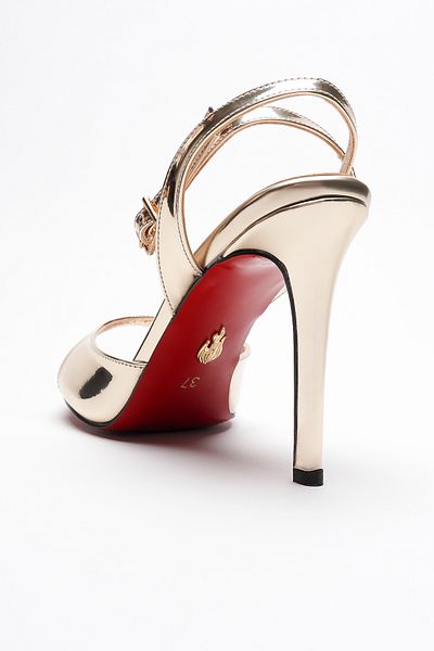 Ayakkabı Ateşi Women's Thin Strap Back Helmet Heeled Shoes Livora Gold Mirror