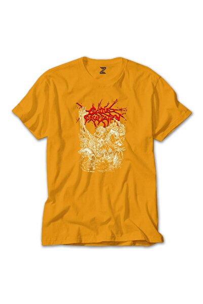 CrowsGate تي شيرت كلاسيكي ملون بتصميم قطع رأس الماشية باللون الأصفر مقاس XS