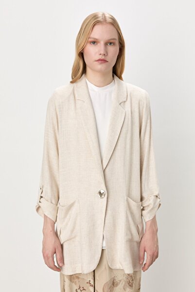 Nihan Oversize Blazer Ceket Bej