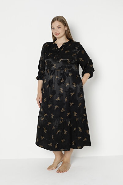 Juliet Deluxe Γυναικείο φόρεμα με μοτίβο από ύφασμα βισκόζης από βαμβακερό ζακάρ σατέν 35065