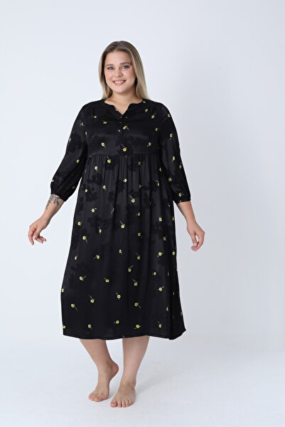 Juliet Deluxe Women's Plus Size Jacquard Satin Cotton Viscose Fabric Patterned Dress 35066