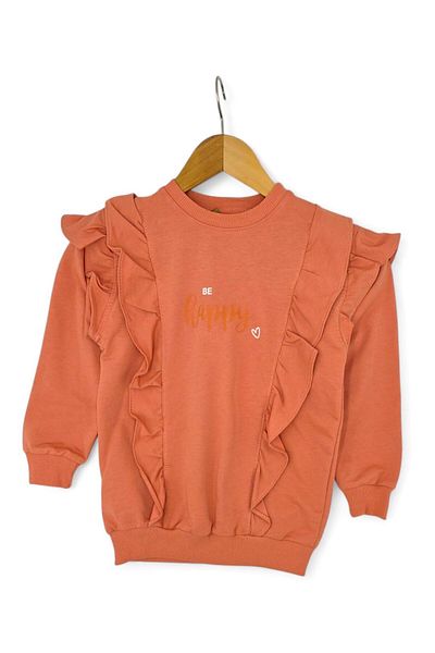 Ege Bebek Girl's Be Happy Printed 6-14 Years Old Ruffle Detailed Seasonal 2 Thread Unshaded Tracksuit Set