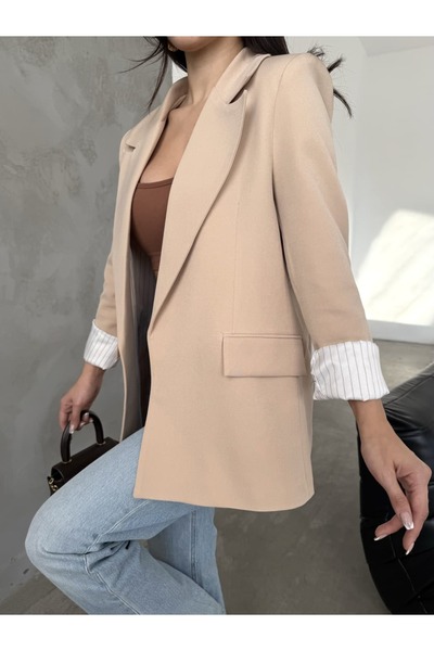 MYGİYİMİSTANBUL μπλέιζερ μπουφάν (ριγέ φόδρα)