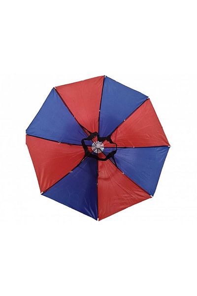 SDX Market Mini Red-Blue Umbrella with head attachment, rain or sun protection