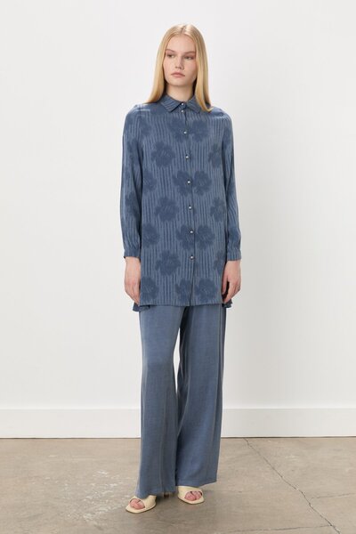 Nihan Premium Cupra Pantolon Tunik Takım İndigo