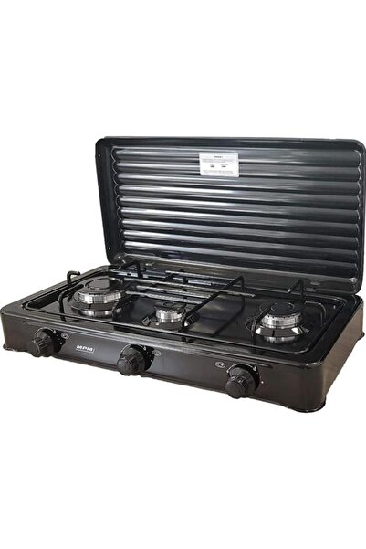 MPM Plita de exterior SMILE-KN-03/1KB, 3 Arzatoare (Negru)