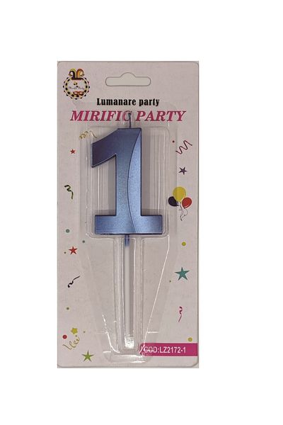 SDX Market Cake candle, number 1, Neon Blue, 15 cm