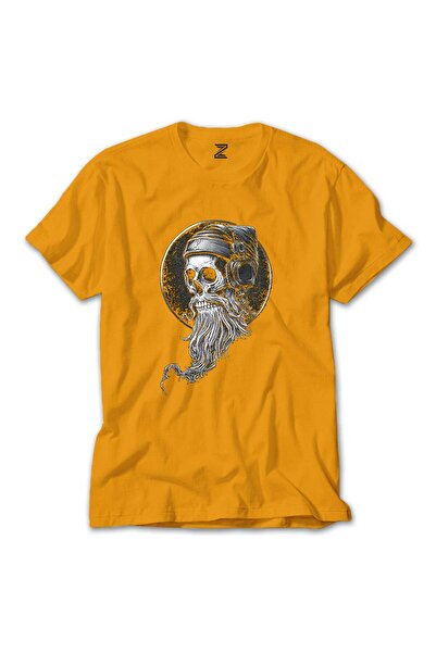 CrowsGate Tricou Skull Skull Hippy Galben