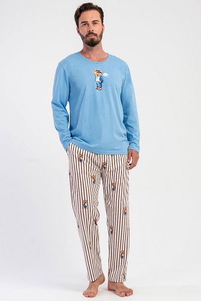 VİENETTA Cotton Men's Long Sleeve Pajama Suit, 503074