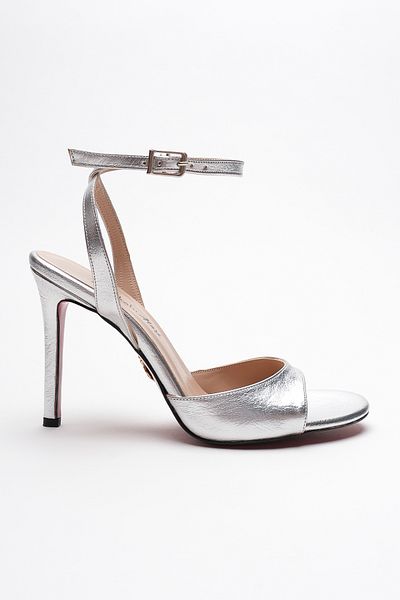 Ayakkabı Ateşi Women's Thin Band Back Helmet Heeled Shoes Livora Silver Sultan