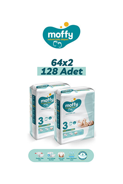 Moffy Jumbo Midi No 3 Bebek Bezi (64 x 2) 128 Adet
