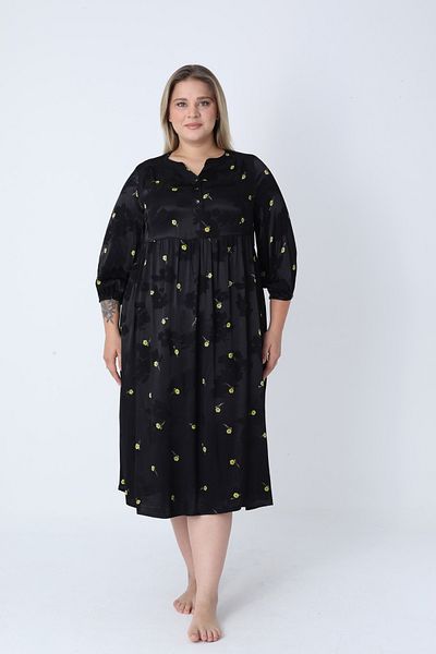 Juliet Deluxe Women's Plus Size Jacquard Satin Cotton Viscose Fabric Patterned Dress 35066