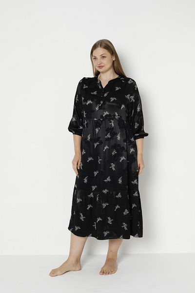 Juliet Deluxe Women's Plus Size Jacquard Satin Cotton Viscose Fabric Patterned Dress 35065