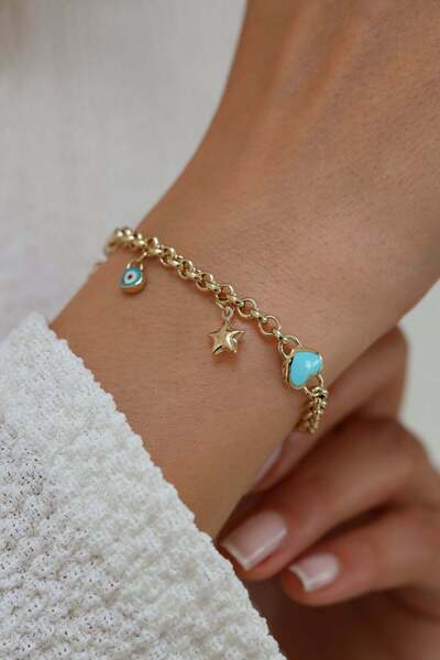 CETAŞ Eterna Kalpli Nazar Boncuklu 14 Ayar Altın Bileklik